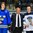 GRAND FORKS, NORTH DAKOTA - APRIL 24: Sweden's Elias Pettersson #21 and Finland's Sami Moilanen #12 receives Player of the Game awards during gold medal game action at the 2016 IIHF Ice Hockey U18 World Championship. (Photo by Matt Zambonin/HHOF-IIHF Images)